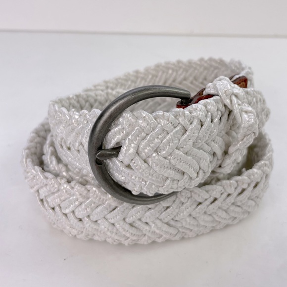unbranded Accessories - White Stretch Braided Raffia Seagrass Belt